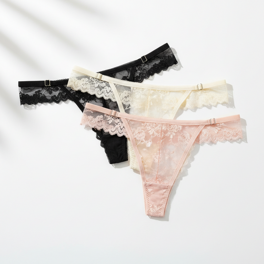 3PCS Adjustable Sexy Transparent Thong Panties Womens