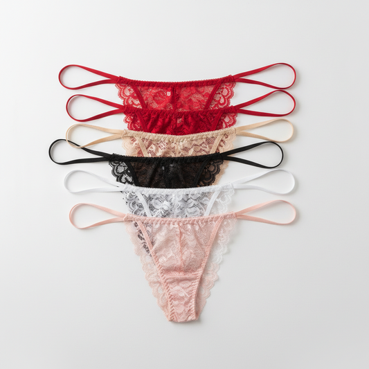 5 PCS/Set Sexy Lace Thongs, Low Waist Women G-String Underpants / Bikini Panties
